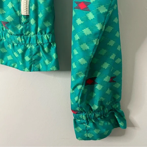 The North Face Women’s Teal Green Blue Printed Rainjacket - Picture 3 of 6